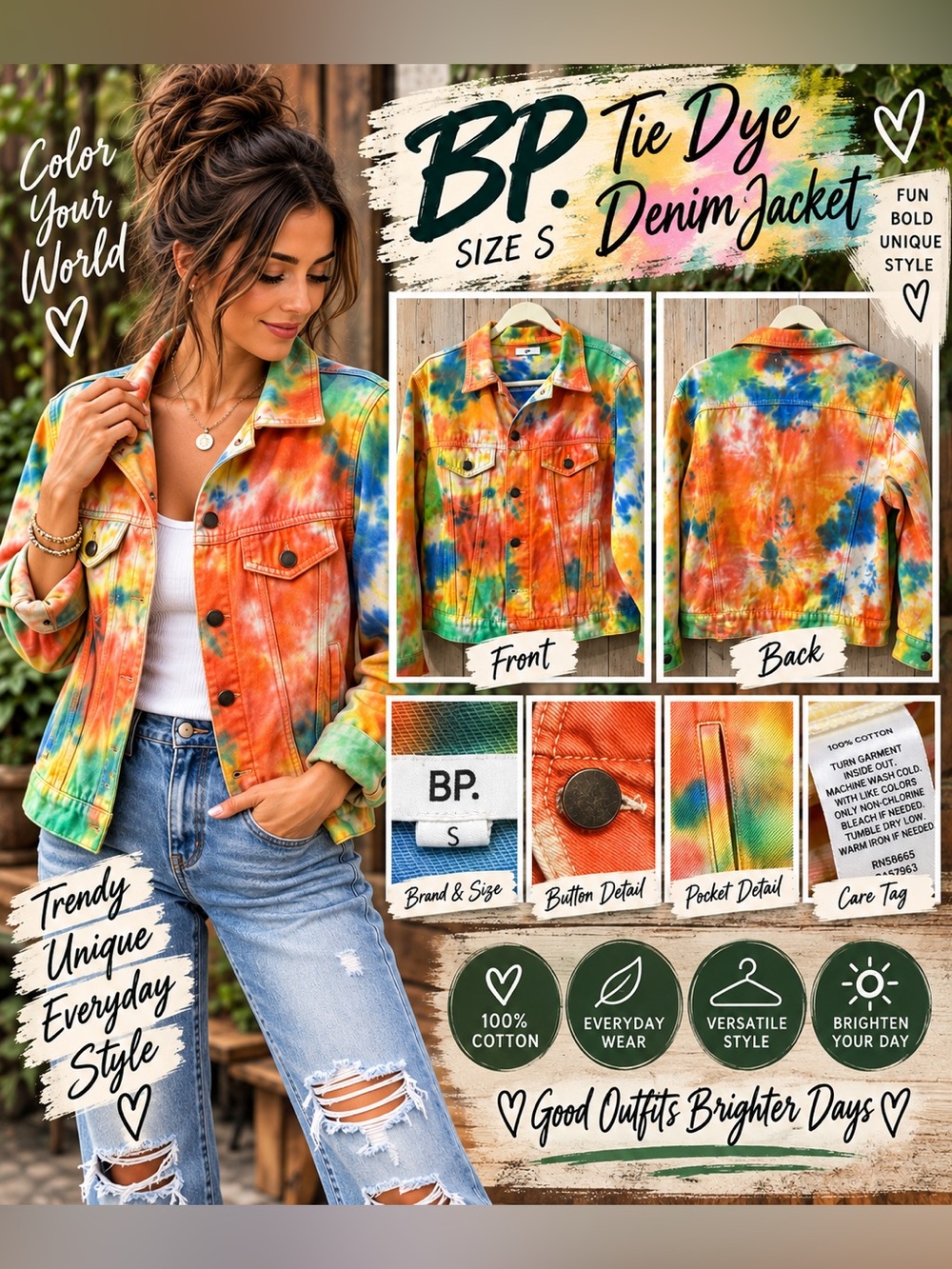 BP brand Tie-Dye Denim Jacket